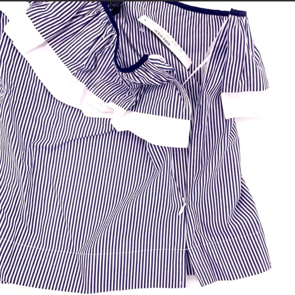 J. Crew Ruffled One Shoulder Stripes Top size 12P - Picture 8 of 10